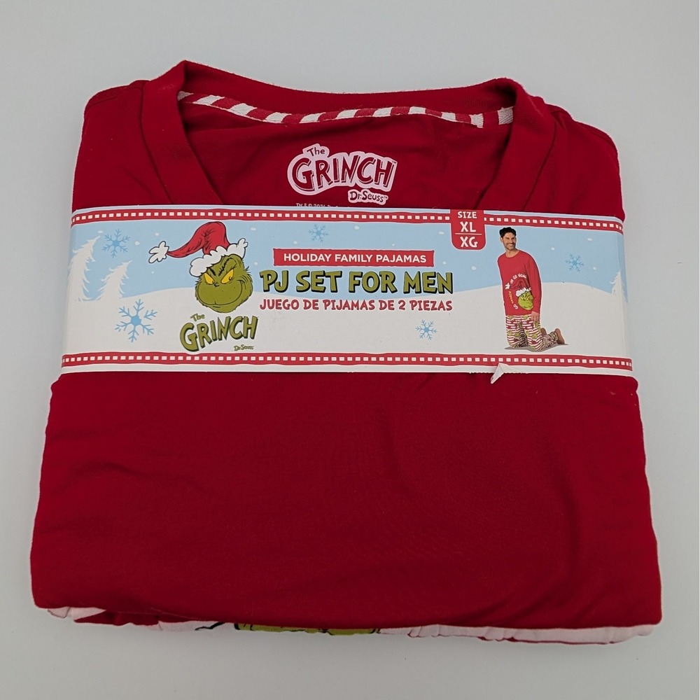 The Grinch Mens Pajama Set Red Christmas Holiday PJ Sleepwear XL Dr Seuss New
